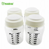 Haakaa Wide Neck Glass Breast Milk Storage Set 6 oz, 4 pk