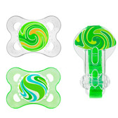 MAM Stripes Orthodontic Silicone Pacifiers, 2+ m Value Pack Green