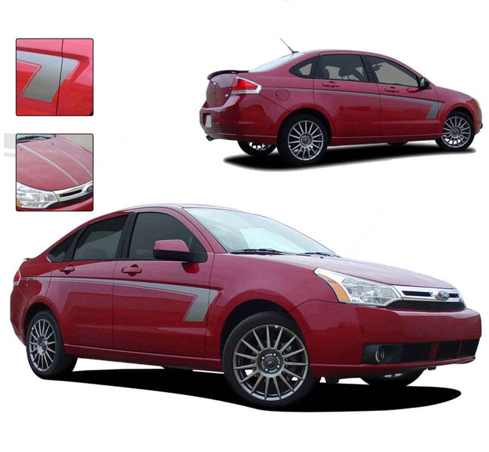 Ford Focus 2011-2014 Pre-cut Over-The-Top Double Stripes Decals Choose Color