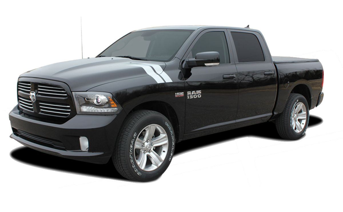 RAM DOUBLE BAR : 2009-2015 2016 2017 2018 Dodge Ram Hood Hash Marks Stripes  Decals Vinyl Graphics Kit - MoProAuto | Professional Vinyl Graphics and  Striping