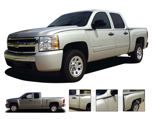 QUICKSILVER : Vinyl Graphics Kit for the Chevy Silverado or GMC Sierra fits 2007-2013 Models 
Vinyl Graphics, Stripes and Decal Package for Your Chevy Silverado or GMC Sierra! Pre-cut pieces ready to install. A fantastic addition to your vehicle, using only Premium Cast 3M, Avery, or Ritrama Vinyl! Fits 2007-2013 Models
