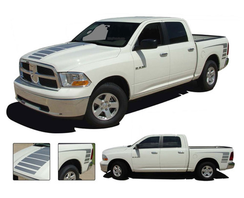 POWER RAM : 2009 2010 2011 2012 2013 2014 2015 2016 2017 2018 Dodge Ram or Dakota Vinyl Graphics Kit. Dodge POWER RAM Graphics Kit! Engineered specifically for the New Dodge Ram body styles, this kit will give you a factory OEM upgrade look at a discount price! Hood and Side Pieces included! Pre-Cut pieces ready to install!