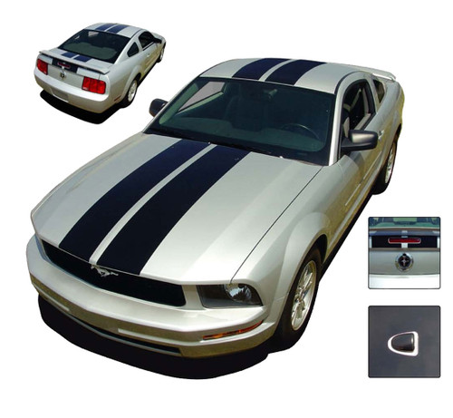 Mustang WILDSTANG : 2005-2009 Ford Mustang Lemans Style Vinyl Racing Stripes Kit - Factory OEM Style Vinyl Racing and Rally Stripes Kit with Dome Emblems for the 2005-2009 Ford Mustang! Pre-cut pieces ready to install. A fantastic addition to your vehicle, using only Premium Cast 3M, Avery, or Ritrama Vinyl!