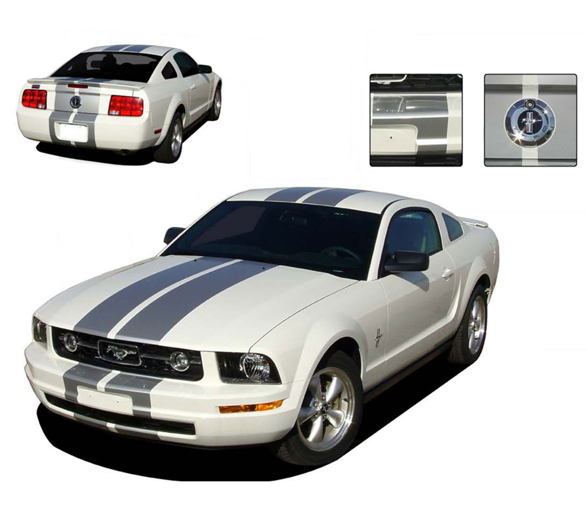 Fastback 2 Boss Hood Side Stripes 3M Vinyl Graphic Decal 2005-2009 Ford Mustang 