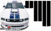 Ford Mustang : Rounded Rally Stripe Kit w/ Pinstripes Vinyl Graphics Decals Stripes fits 2005-2009