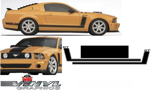 Ford Mustang : GT Hockey Stripes With Parnelli Jones Style Hood Stripe fits 2005-2009