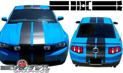 Ford Mustang : 7 Piece 10 Inch Rally Vinyl Graphic Racing Stripe Kit fits 2010-2012