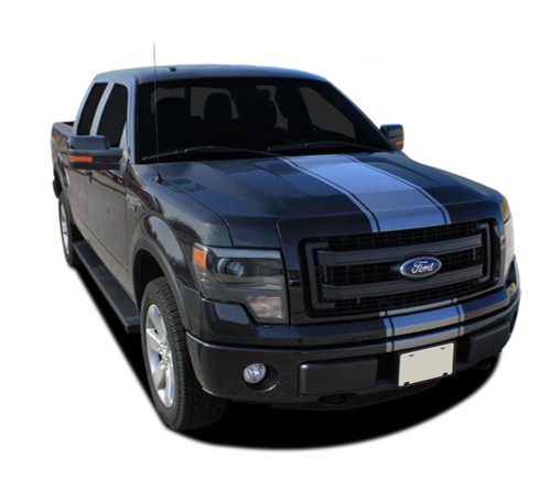 F-150 CENTER STRIPE - Ford F-150 Racing Stripes Vinyl Graphics and Decals Kit for 2009, 2010, 2011, 2012, 2013, 2014 Models - Ford F-150 Center Racing Stripe Vinyl Graphics and Decals Kit! Ready to install for your F-150 Ford Truck for 2009, 2010, 2011, 2012, 2013, 2014 Models. Professional "OEM Style" and Design! For Automotive Restylers and Dealers!