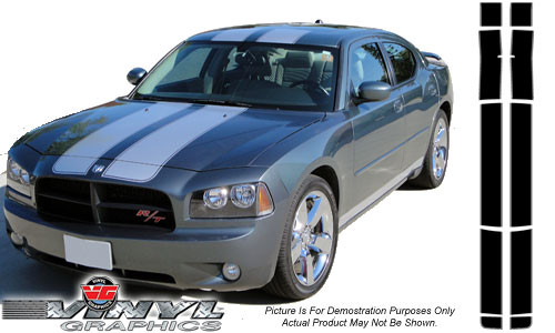 Dodge Charger : 10 Piece Rally Racing Stripe Kit with Pinstripes fits 2006-2010 Models 