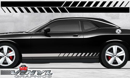 Dodge Challenger : Strobe Fader Rocker Panel Stripes fits 2008-2013 Models