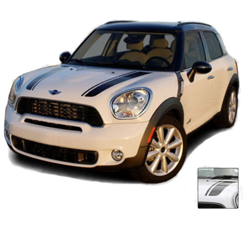 COUNTRYMAN HOOD : Mini Cooper Vinyl Graphics Kit - Mini Cooper COUNTRYMAN HOOD Vinyl Graphics, Stripes and Decal Kit! Hood Decals Included. Pre-Designed pieces ready to install, using only Premium Cast 3M, Avery, or Ritrama Vinyl!