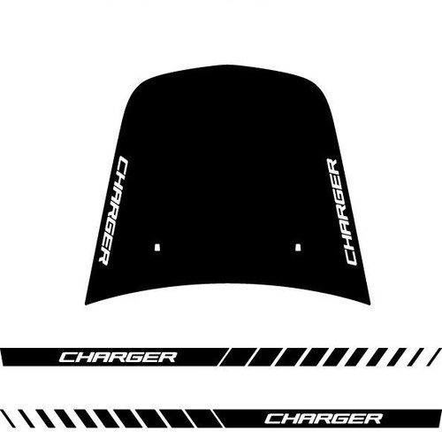 CHARGIN 5 : "Charger" Style Vinyl Graphics Kit for 2006 - 2010 Dodge Charger - "Charger" Style Hood and Rocker Panel Vinyl Stripes, for the Dodge Charger 2006 - 2010! Hood, Rocker Panel Decals Included. Professional Style Vinyl Graphics Kit - Pre-Cut and Designed, Ready to Install! For Automotive Restylers and Dealers!