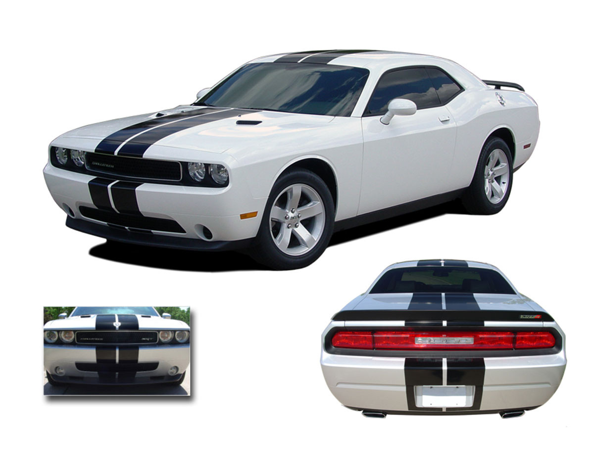 Dodge Challenger Racing Stripes RALLY | Complete Vinyl Graphic Hood ...