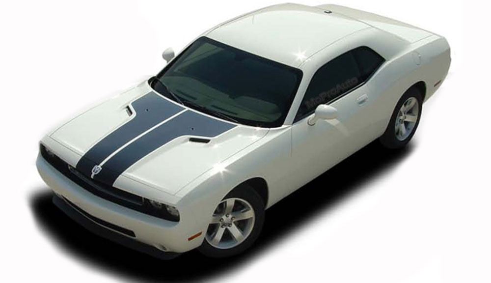 Dodge Challenger 2008-2014 Checkered Hood Stripes Decals Choose Color
