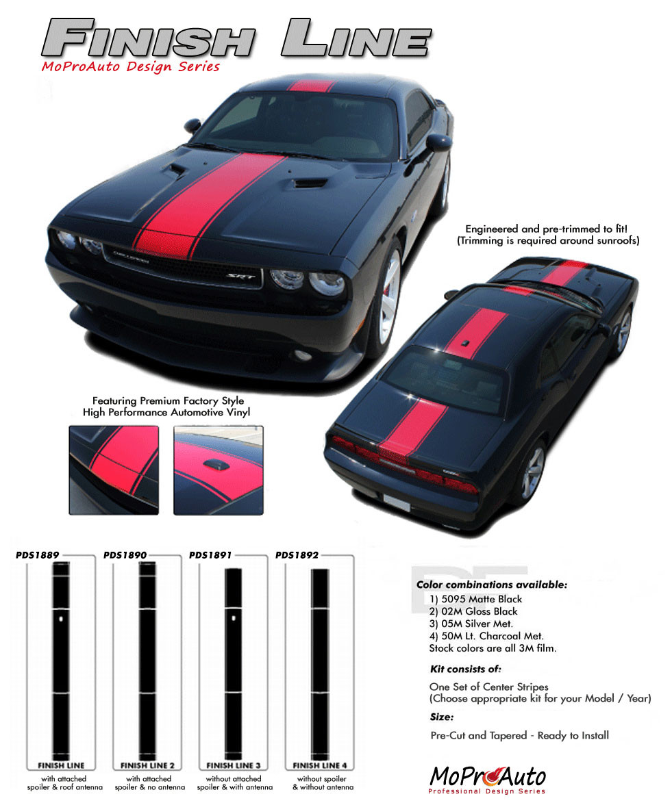 Dodge Challenger Hood Stripe Finish Line Wide Center