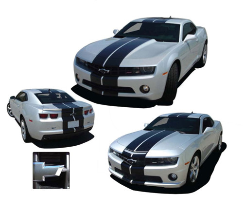 Camaro PACE RALLY : 2010 2011 2012 2013 Chevy Camaro "Indy Style" Racing Stripes Kit! 2010-2013 Chevy Camaro PACE RALLY Racing Stripes Vinyl Graphics Kit! Engineered specifically for the new Camaro, this kit will give you the complete "Indy Style" racing stripe look you have wanted! Hood, Roof, Deck Lid, Front and Back Bumpers included! This is a professionally designed kit, with pre-cut pieces ready to install!