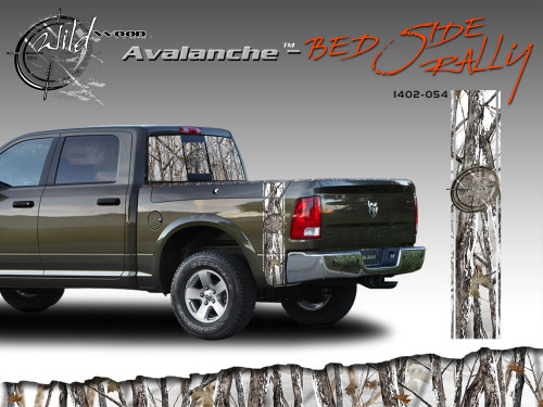 Avalanche Wild Wood Camouflage : Bed Side Rally with Logo 12 inches x 42 inches
Amazing style featuring Wild Wood Camo with a logo embed. This bed side vinyl graphic is available in 4 different camo color styles! Includes driver and passenger sides, size 12 inches by 42 inches each.