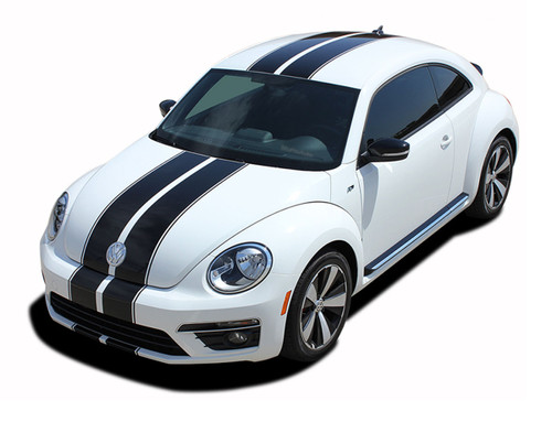 BEETLE RALLY : Complete Bumper to Bumper Racing Stripes Vinyl Graphics Kit for 2012-2019 Volkswagen Beetle - Complete Bumper to Bumper Racing Stripes Vinyl Graphics Kit, specially engineered for the Volkswagen Beetle, Turbo and non-Turbo Models! vw beetle racing stripes Fantastic rally application that will set your Beetle apart from the rest!