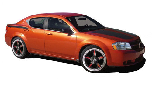 AVENGED : Vinyl Graphics Kit for 2008 2009 2010 2011 2012 2013 2014 Dodge Avenger - Factory OEM Style 2008-2014 Dodge Avenger Vinyl Graphics and Stripes Package! Hood, Back Panels, Deck Lid Graphics Included . . . Pre-cut and ready to install!