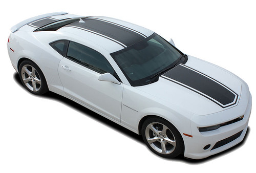 2014 2015 Chevy Camaro CENTER BEE Racing Stripes Vinyl Graphics Kit! Engineered specifically for the new Camaro, this kit will give you an OEM look without the factory price! Hood, Roof, Deck Lid Sections Included! This is a professionally designed kit, with pre-trimmed pieces ready to install!