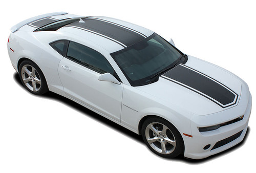 2014, 2015 Chevy Camaro CENTER BEE Racing Stripes Vinyl Graphics Kit! Engineered specifically for the new Camaro, this kit will give you an OEM look without the factory price! Hood, Roof, Deck Lid Sections Included! This is a professionally designed kit, with pre-trimmed pieces ready to install!