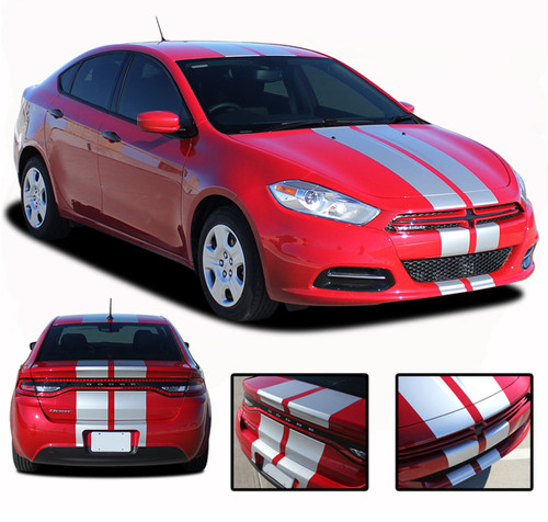 DART RALLY - Bumper to Bumper Rally Racing Stripes for Dodge Dart - Rally Style Dodge Dart Racing Stripes Kit! Pre-trimmed sections ready to install, using only Premium Cast 3M and Avery Vinyl!