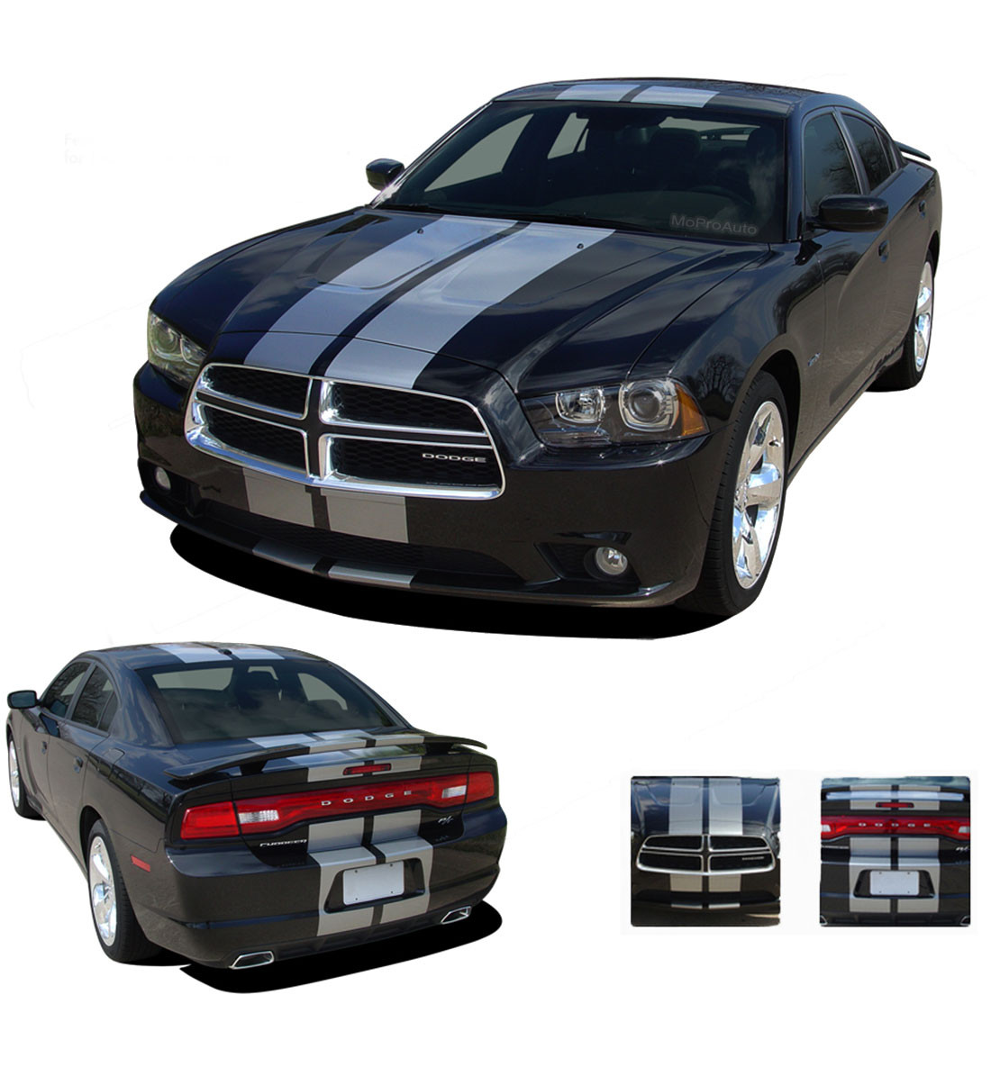 Choose Color Roof /& Rear Stripes Decals Dodge Charger 2011-2014 Racing Hood