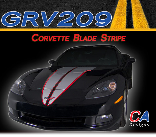 2005-2013 Chevy Corvette Blade Dual Color Rally Racing Vinyl Stripe Kit (GRV209)