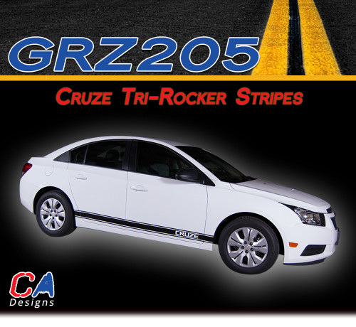 2011-2015 Chevy Cruze Tri-Rocker Vinyl Stripe Kit (M-GRZ205)