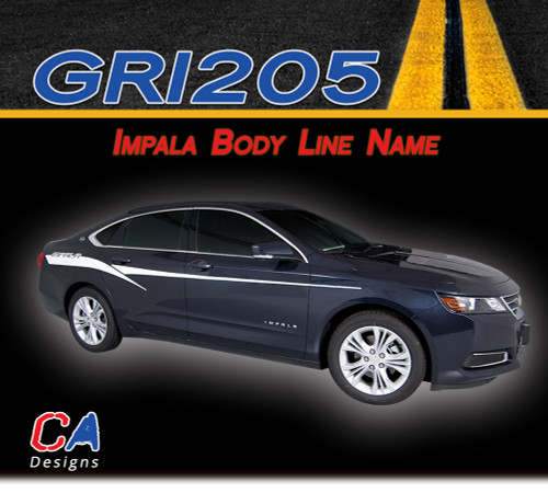 2014-2015 Chevy Impala Body Line Name Accent Vinyl Graphic Decal Stripe Kit (M-GRI205)