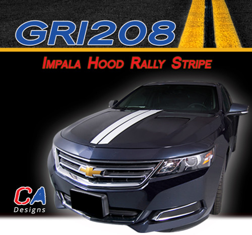 2014-2015 Chevy Impala Hood Rally Vinyl Graphic Decal Stripe Kit (M-GRI208)