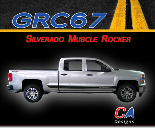 2014-2015 Chevy Silverado Muscle Rocker Vinyl Graphic Decal Stripe Kit (M-GRC67)