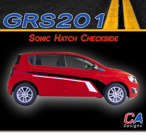 2012-2015 Chevy Sonic Hatch Checkside Dual Color Vinyl Stripe Kit (GRS201)