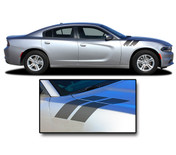 2015, 2016, 2017, 2018, 2019, 2020, 2021, 2022 RECHARGE DOUBLE BAR 2 : Hood to Fender Hash Marks Vinyl Graphic, Decals, and Stripe Kit for Dodge Charger (PDS3317)