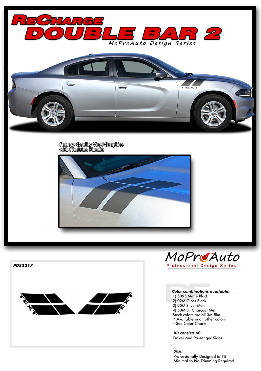 Recharge Double Bar 15 Dodge Charger Hood Decal To