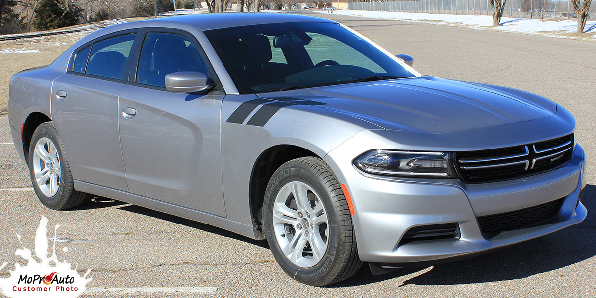 Recharge Double Bar 15 Dodge Charger Hood Decal To