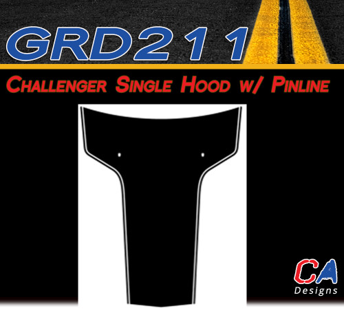 2011-2014 Dodge Challenger Single Hood w/ Pin Outline Vinyl Stripe Kit (M-GRD211)