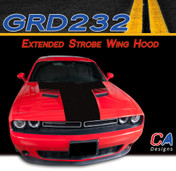 2015-2023 Dodge Challenger Extended Strobe Wing Center Hood Vinyl Stripe Kit (M-GRD232)