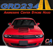 2015-2023 Dodge Challenger Aggressive Center Strobe Hood Vinyl Stripe Kit (M-GRD234)