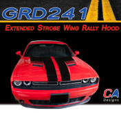 2015-2023 Dodge Challenger Extended Strobe Wing Rally Hood Vinyl Stripe Kit (M-GRD241)