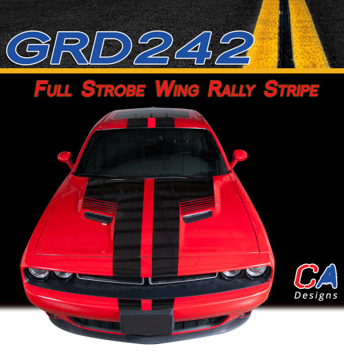 2015-2023 Dodge Challenger Full Strobe Wing Rally Vinyl Stripe Kit (M-GRD242)