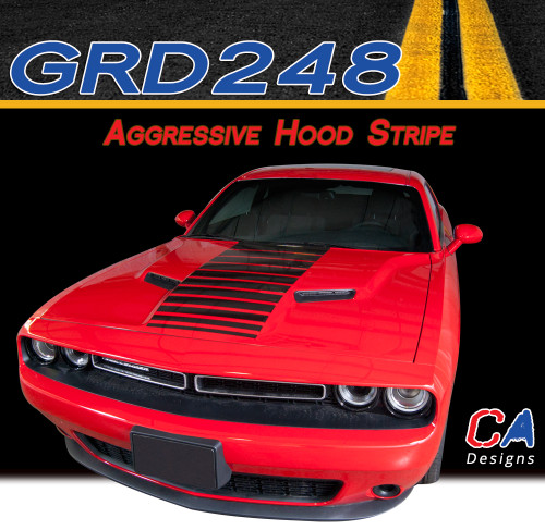 2015-2023 Dodge Challenger Aggressive Hood Vinyl Stripe Kit (M-GRD248)