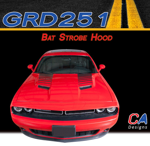 2015-2023 Dodge Challenger Bat Strobe Hood Vinyl Stripe Kit (M-GRD251)