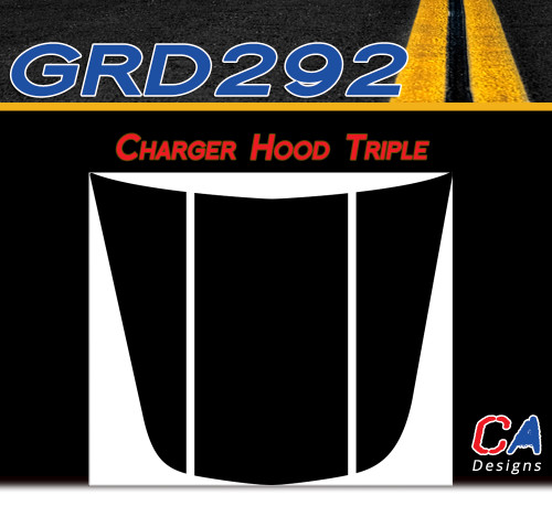 2006-2010 Dodge Charger Triple Hood Vinyl Stripe Kit (M-GRD292)
