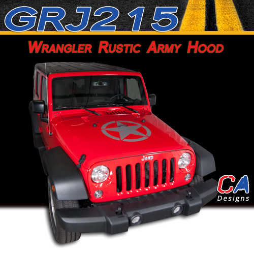 2007-2017 Jeep Wrangler Rustic Army Hood Vinyl Graphic Stripe Package (M-GRJ215)