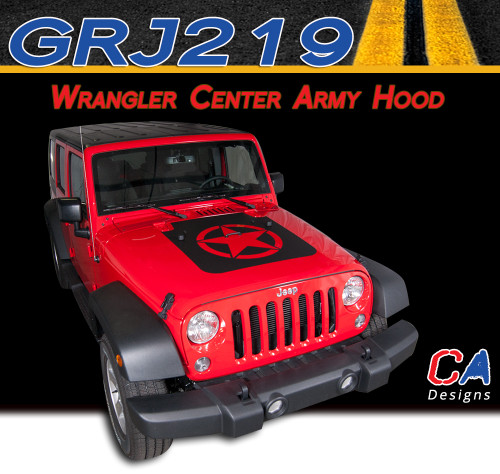 2007-2017  Jeep Wrangler Center Army Hood Vinyl Graphic Stripe Package (M-GRJ219)