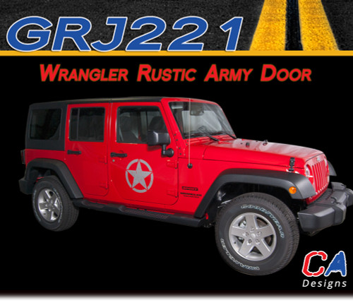 2007-2018 Jeep Wrangler Rustic Army Door Vinyl Graphic Stripe Package (M-GRJ221)
