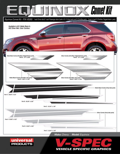 CHEVY EQUINOX COMET KIT : Chrome Vehicle Emblem Badging and Vinyl
