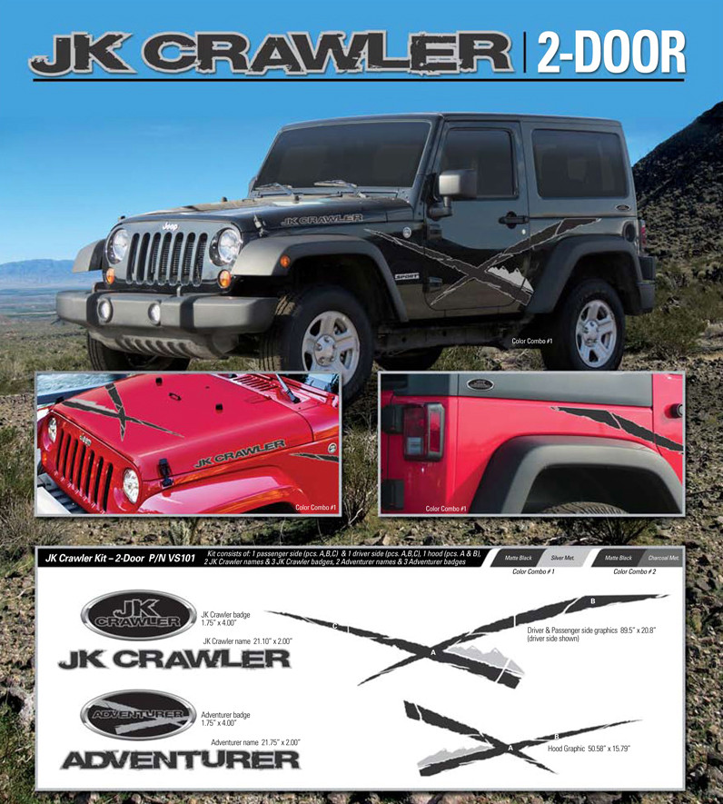 JK CRAWLER (2 DOOR) KIT : Automotive Vinyl Graphics Shown on 2007-2015 Jeep  Wrangler (DISCONTINUED) - MoProAuto | Professional Vinyl Graphics and  Striping