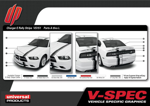 DODGE CHARGER E-RALLY KIT : Automotive Vinyl Graphics Shown on 2011-2014 Dodge Charger (M-VS151)